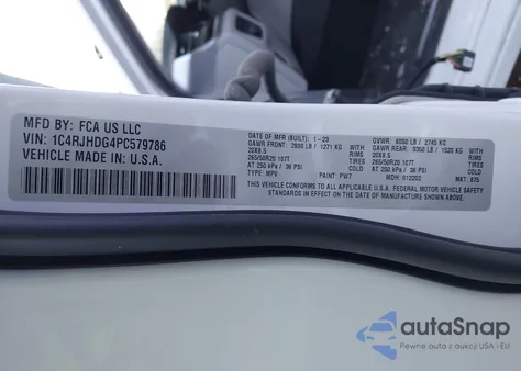 2023 Jeep Grand Cherokee Overland 4X4 z USA, uszkodzony, nr VIN 1C4RJHDG4PC579786